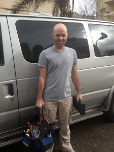 One of our locksmith technicians, Jason Goldberg, prepares to unlock a vehicle for one of our customers. Our 24 hour mobile locksmith service comes to you!